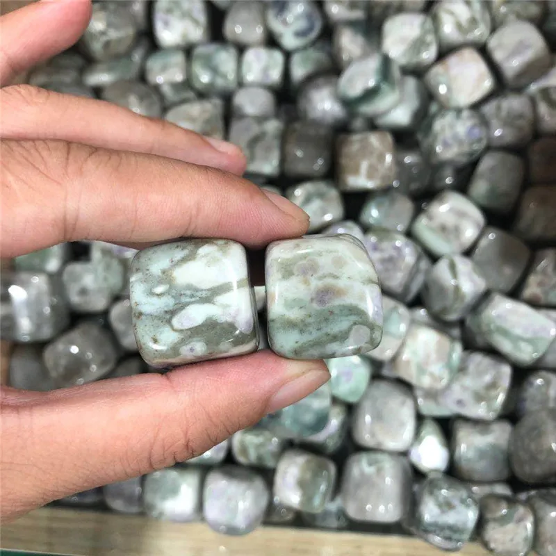 100g Natural Green Emerald Auspicious Jade Crystal Tumbled Polished Stones Decor Natural Stones and Minerals 5