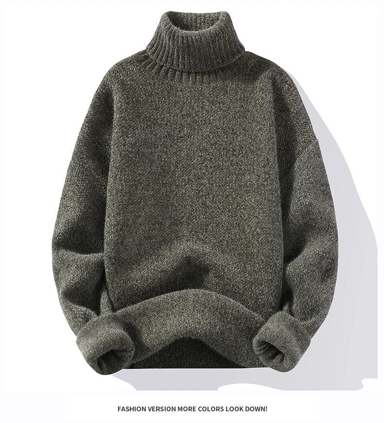 crew neck sweater 2022 Winter Men Warm Turtleneck Sweaters Mens Slim Knitted High Neck Pullovers Autumn Male Solid Color Casual Knitwear knitted sweater men