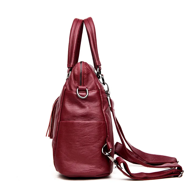 

2019 Autumn And Winter New Style WOMEN'S Backpack-Hand Large Capacity Bag Square-Style Tassels Pendant Multi-color Bag
