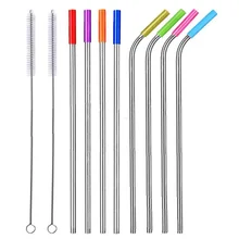 8 шт. соломинка для напитков из нержавеющей стали металлическая соломинка для напитков и 2 шт. набор кистей для очистки
