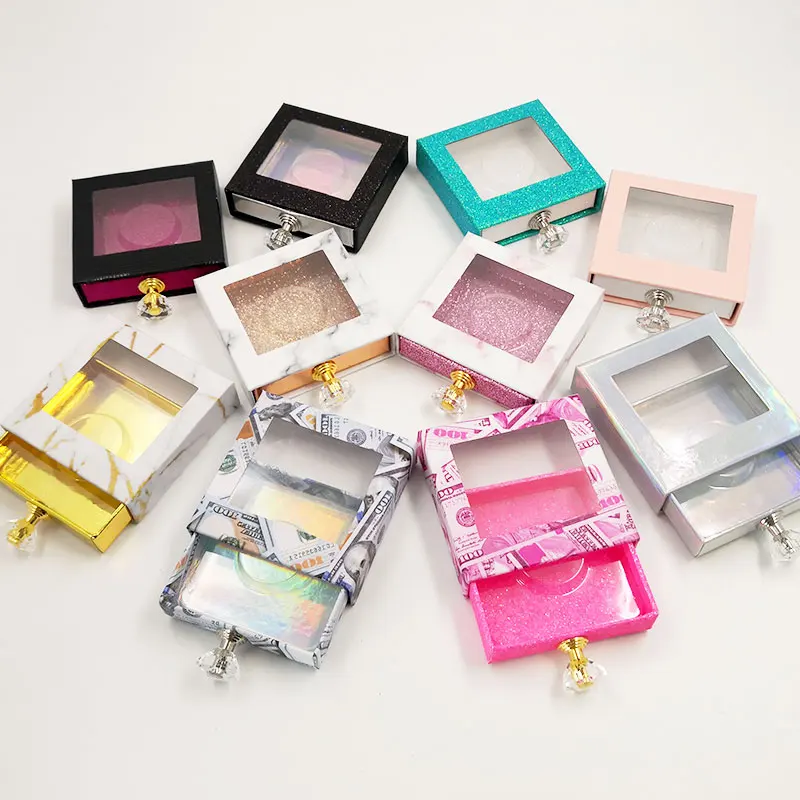 Lidar com Novo Caixa de Embalagem Atacado Cristal Cílios Postiços Caixas Lash Falso 3d Vison Glitter Case Vazio Logotipo Livre 25mm