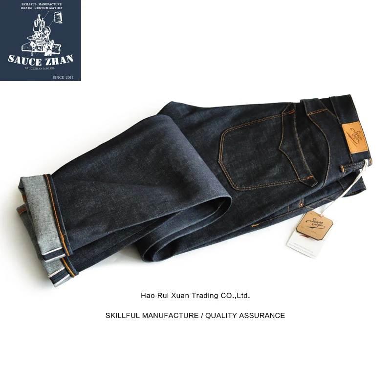Соус происхождения 916-VT Япония Okayama ткань сельва джинсы сырые джинсовые джинсы немытые Высокое качество Прямые джинсы Япония синие джинсы