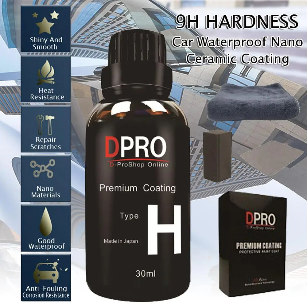 

30ML Car Paint Care 9H Liquid Glass Ceramic polish wax Super Hydrophobic Glass Coating Waterproof Anti-scratch Nano Ceramics
