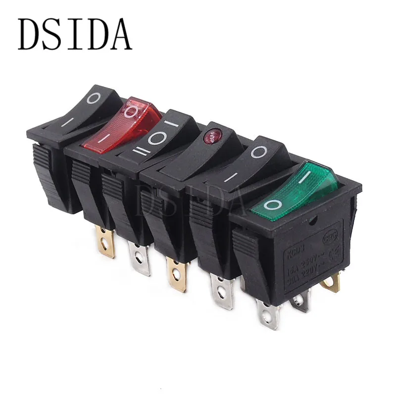 

KCD3 Rocker Switch ON-OFF ON-OFF-ON 2 Position 2Pins / 3Pins Electrical equipment With Light Power Switch 16A 250V / 20A 125V AC