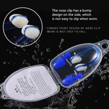 

Soft Silicone Swimming Nose Clips + 2 Ear Plugs Earplugs Gear with a case box Set Pool Accessories Water Sports For Adult Kids