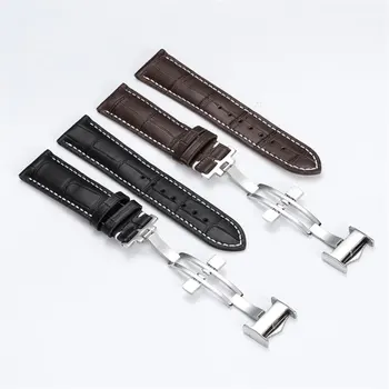 

FUYIJIA Men Replacement Watch Band Crocodile Watchbands Butterfly Buckle Leather Watch belt Calfskin Watch strap Watch Accessori