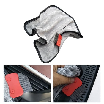 

2 in 1 Car Wash Towel Absorbent Double-sided Fleece Microfiber Coral Fleece Car Wiper Cloth With Tire crevice Shovel 40*30CM