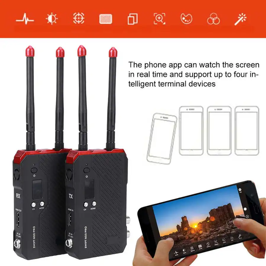 HDMI SDI CVW SWIFT 800Pro 800ft/250m 무선 이미지 전송 시스템, SDI 포트 US 플러그 100-240V