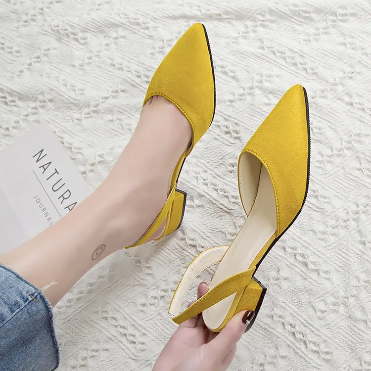 

Pointed Thick Sandals Suede Low Heel Shoes Women Sli