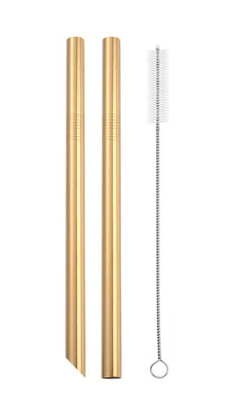 2pcs-Gold 4 шт Экстра широкие 12 мм соломинки многоразовые из нержавеющей стали соломинки с чистящей щеткой Yerba mate Пузырьковые чайные соломинки для напитков - Цвет: 2pcs-Gold
