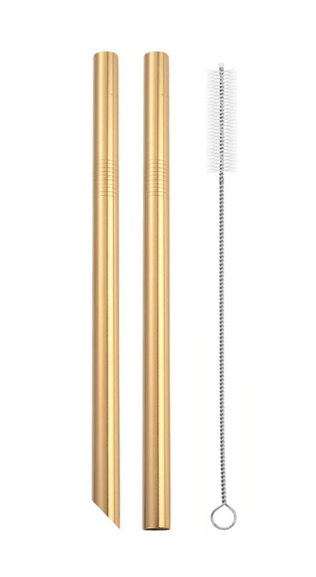4 шт Экстра широкие 12 мм соломинки многоразовые из нержавеющей стали соломинки с чистящей щеткой Yerba mate Пузырьковые чайные соломинки для напитков - Цвет: 2pcs-Gold