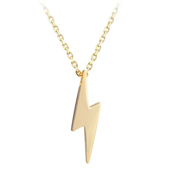 

Gold Glossy Lightning Necklaces & Pendants 100% 925 Sterling Silver Necklace For Women Fashion Chain Fine Jewelry Gift 925-284