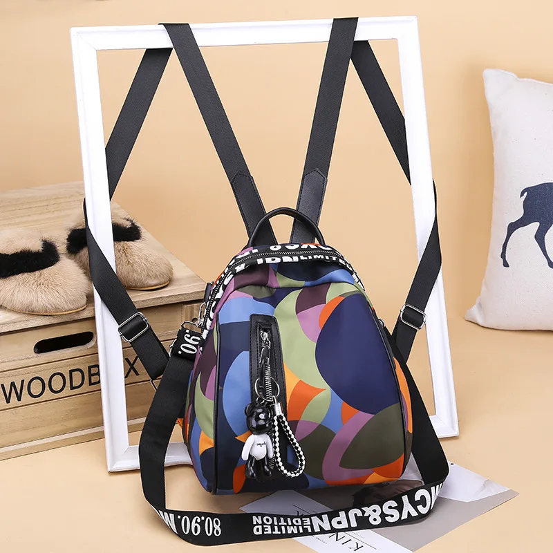 Manufacturers Direct Selling Backpack Women's New Style Floral Colorful Circle Oxford Cloth Outdoor Backpack Multi-function