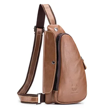 

Men's Crossbody Chest Bags Waist Bags Men's Headphone Plug Leather Shoulder Bag Diagonal Package Messenger Bag