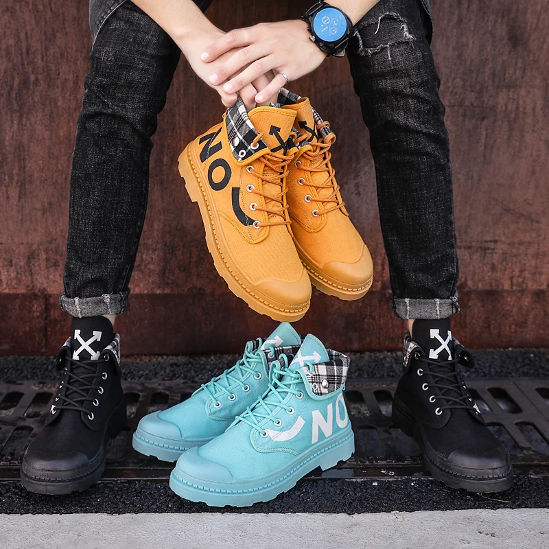 

Men Canvas Martin Boots Men Casual Shoes High Top Ankle Boots Male Motorcycle Tactical Boots Outdoor Travel Shoes Men Anti-Slip