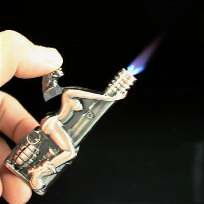 Creative Sexy Beauty Butane Lighter Bronze Metal Windproof Inflatable Men's Smoking Cigar Funny Gift Gadget | Дом и сад