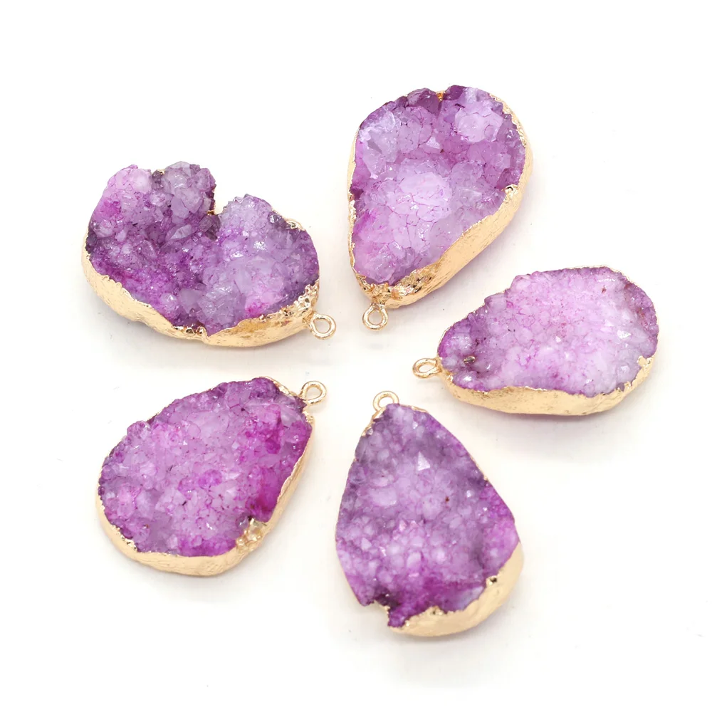 Металлический розово-красный кулон агат Druzy камень кулоны для мужчин и женщин