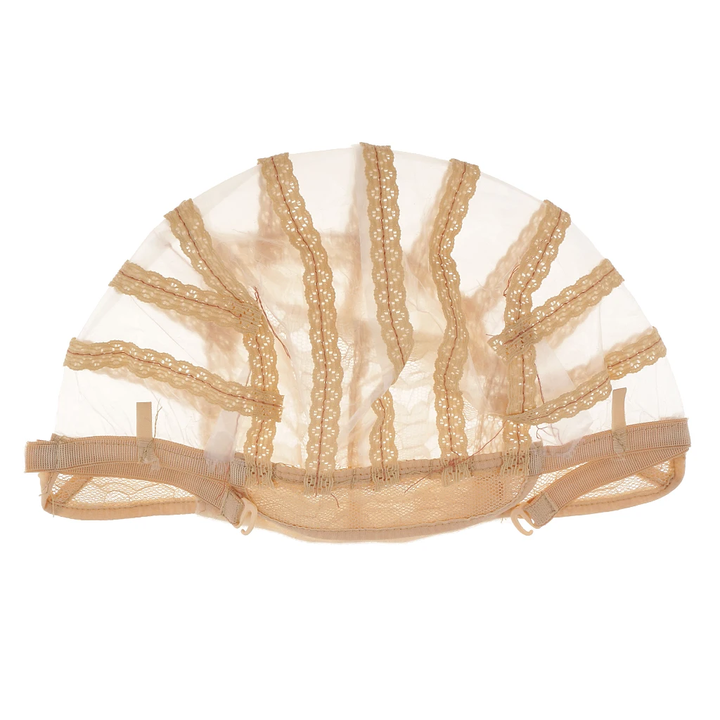 2pcs Beige Wig Cap For Making Weaving Wigs Breathable Mesh Lace Weaving Caps Wig Liner Cap
