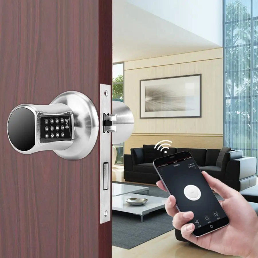  Smart Security Anti-Theft APP Keyboard Password Electronic Lock Cylinder with - 4000170918305