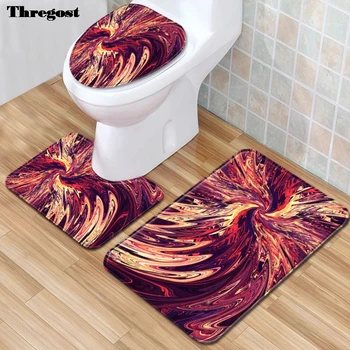 

Thregost Europe Print 3PCS Bathroom Mat Set Shower Floor Carpet Europe Anti Slip Toilet Rug Water Absorbing Bath Mats