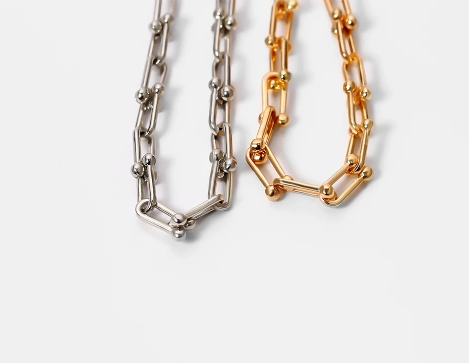 PuRui комплект из 2 предметов, модные, из сплава металлов цепочка колье-чокер Цепочки и ожерелья персонализированные звено цепи браслет воротник в стиле «панк» в стиле хип-хоп Ювелирные наборы для Для женщин