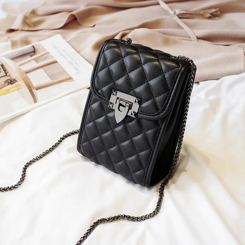 

Amoy Printed Leather Goods Autumn And Winter New Style Women's Fashion Rhombus Square Sling Bag Shoulder Diagonal Mobile Phone B