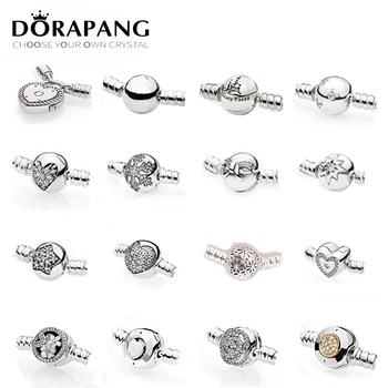 

NEW 2018 100% 925 Sterling Silver Classic Basic DIY Bracelet Clip Buttun Chain Head Round Heart Shape Multiple Style Selection