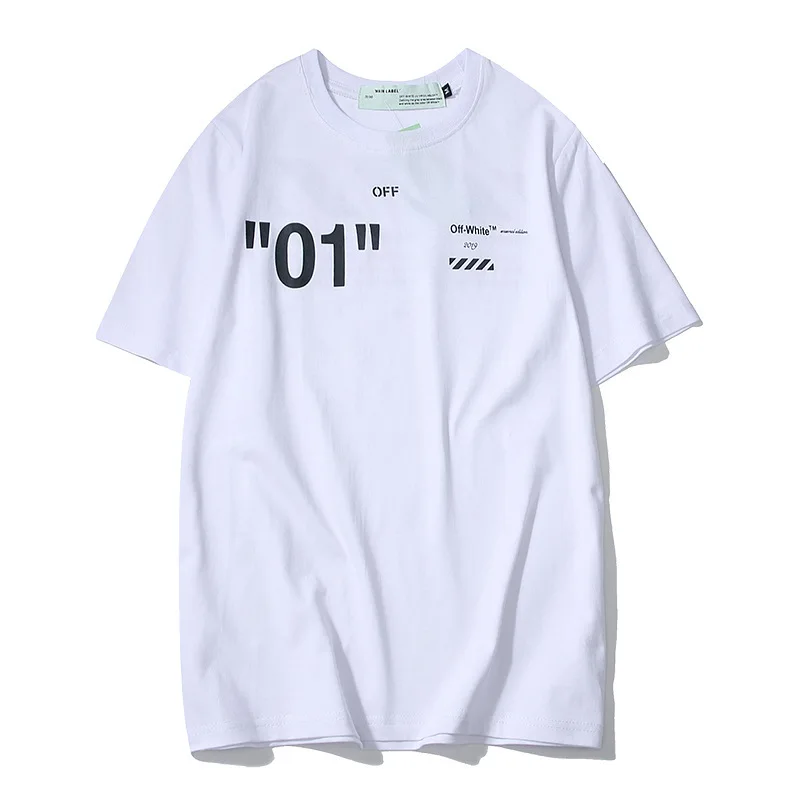 

19 New Style OWF off White18ss New Style Ow 01 Double-Track Base Short Sleeve-MEN'S round Collar Short-sleeve T-shirt