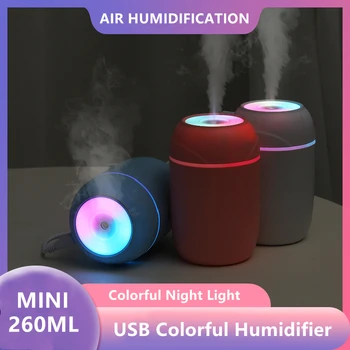 

260ML USB Car Air Humidifier Mist Maker Aromatherapy with Colorful Night Lamp Car Home Colorful Light Large Capacity