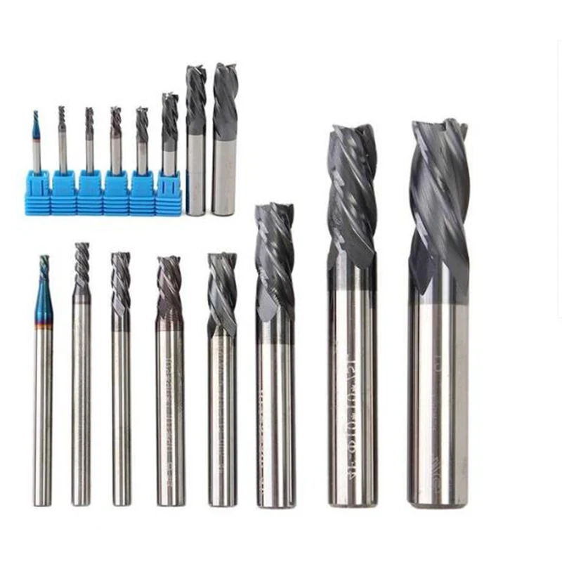 8pcs 4 Flutes Carbide End Mill Set Tungsten Steel Milling Cutter Tool Hardness CNC 2-12mm Dia.