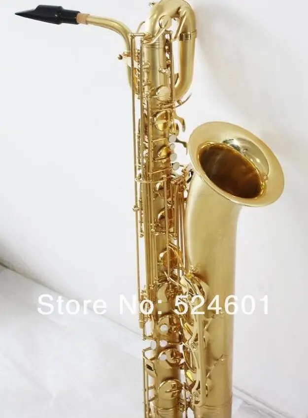 Unbranded Professional Baritone Saxophone Matte Gold Baritone Sax Surface Gold Lacquer Saxophone With Case