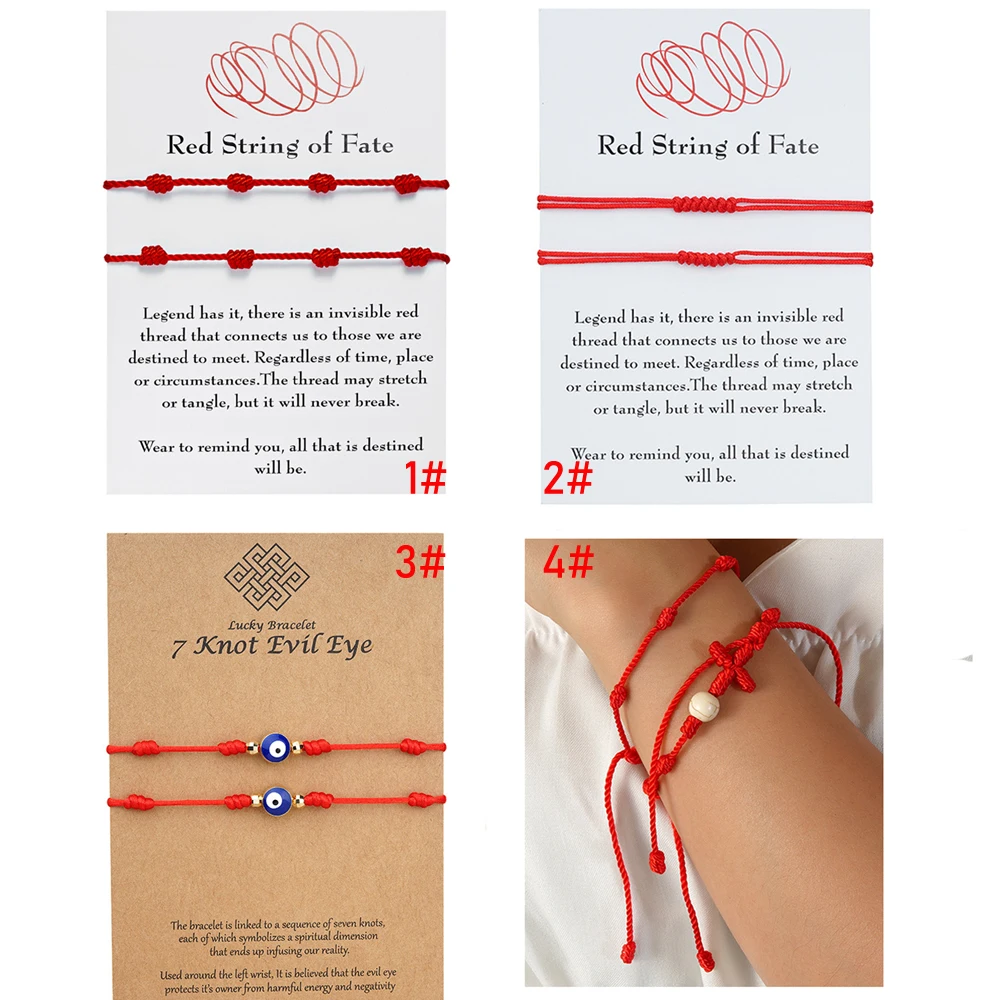 7 Knots Red String Bracelet Handmade for Protection Eye Good Luck