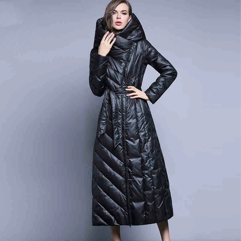 YR0003Black 7XL Fashion White Duck Down Jacket Women New Thick Women Winter Bio Down Jackets Hooded Women Parkas Coat shigh quality - Цвет: YR0003Black