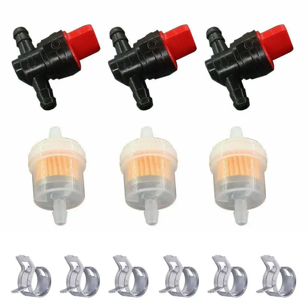 

3pcs/set Fuel Gas Tank Shut Off Valves Filters Clamps Garden Brush Cutter Lawnmower Accessory practical replacement part
