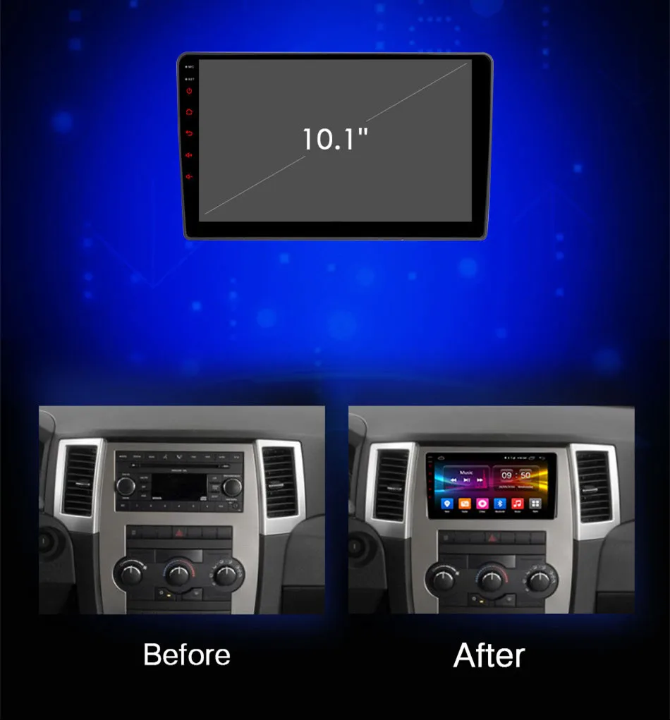 Cheap RoverOne Car Multimedia Player For Jeep Grand Cherokee 2008-2014 Android 9.0 Autoradio Bluetooth Radio Stereo GPS Navigation DSP 3