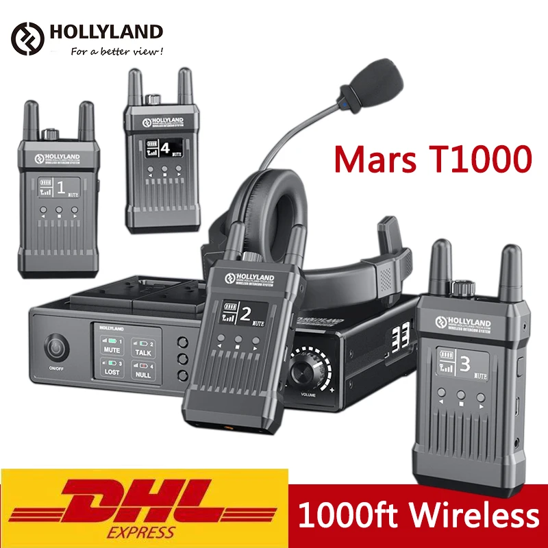 US $1.469.00 Hollyland Wireless Transmission Intercom System Mars T1000 1000ft Video OLED Screen FullDuplex Communication Talkback