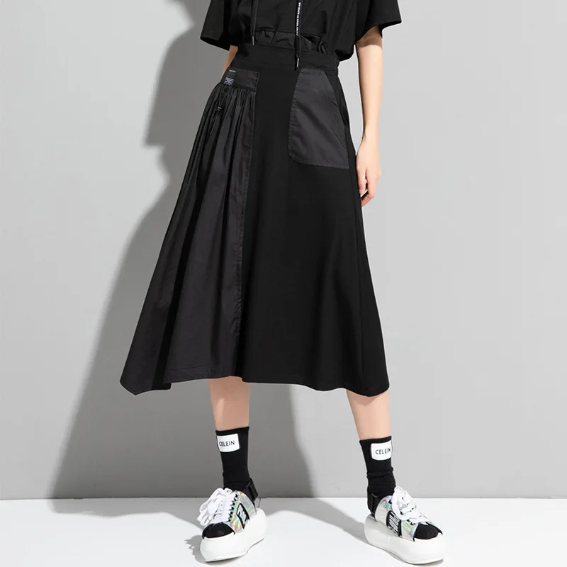 Women's Skirt Summer New Dark Personality Stitching Asymmetrical Design Yamamoto Style Leisure Loose Large Skirt