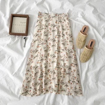 

Lolita pri'n't skirts womens autumn winter Japanese style long elastic waist printed skirt roupa feminina