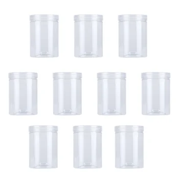 

10pcs 500ml Plastic Transparent Food Jar Kitchen Sealed Can Snacks Containers with Lid for Candy Cookies Scented Tea A50