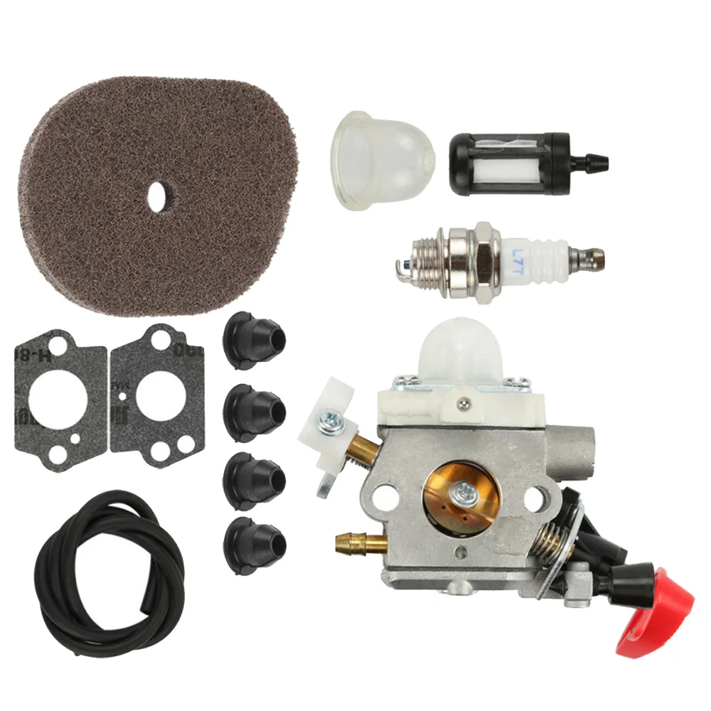 

For Stihl FS40 FS50 FS50C FS56 Carburetor kit Accessories Air fuel filter Spark plug Gaskets Oil cups