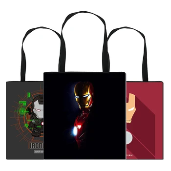 

Women's Tote Bag Large Beach Handbags Shopper Printed iron Man Polyester Reusable Ladies Designer Shopping Bags Eco Foldable T42