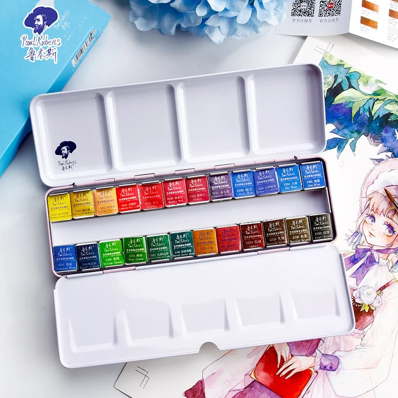 Paul Rubens Watercolor Paint 24 Colors Artist-grade Solid Pigment with  Portable Metal Case with Palette Art Supplies - AliExpress