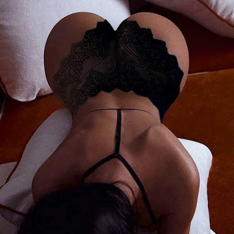 

Sexy Panties Women High Waist Lace Thongs Strings Underwear Ladies Hollow Out Underpants Imitation Lingerie Female 2021