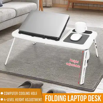 

42*26cm Laptop Table Portable Folding Laptop Desks 4 Gear Height Adjustment Office PC Desk for Bed Sofa Heat Dissipation