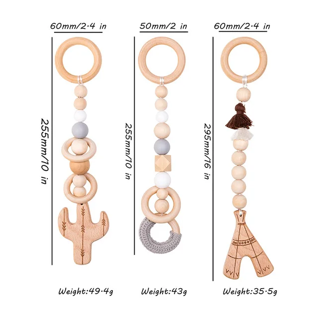 1Pc Baby Wooden Teethers Baby Gym Play Wooden Star Nordic Style BPA Free Beech Ring Rattle Newborn Educational Musical Toy Gifts 7