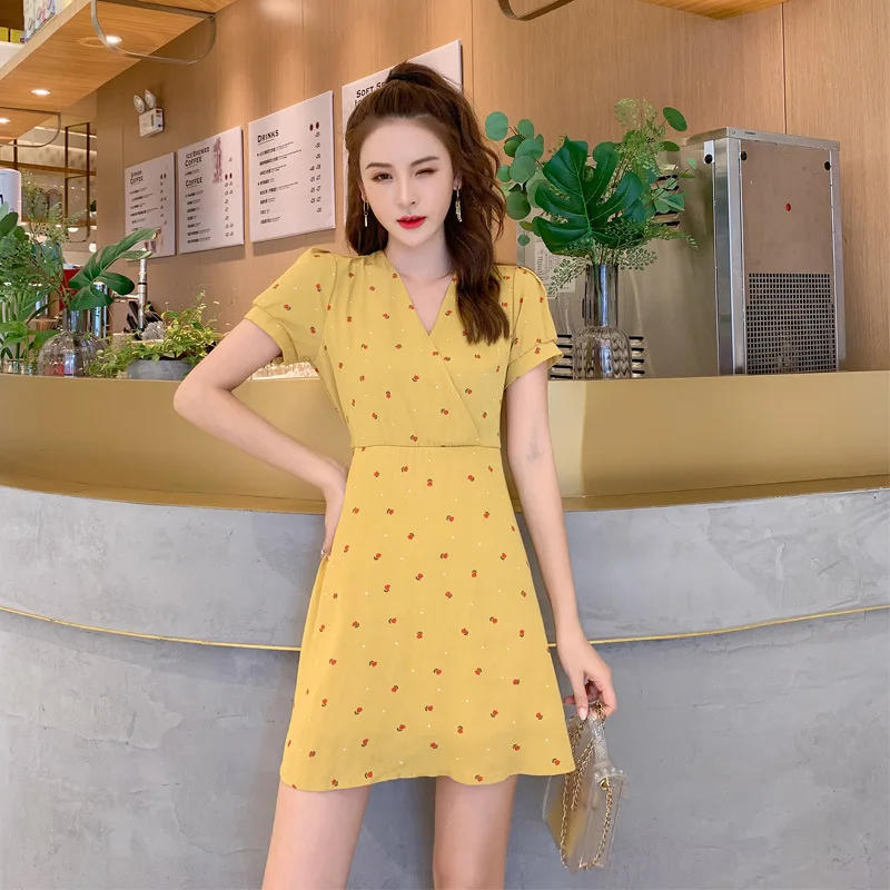 

2019 Summer Wear New Style Korean-style Fashion Elegant High-waisted Slimming Students A- line Skirt Popular Dress Women's