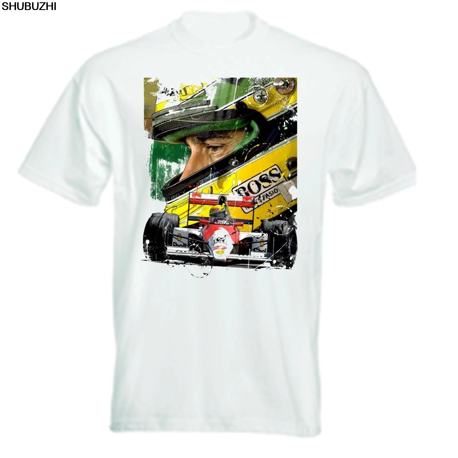 

Fashion shubuzhi Top Tee Mens AYRTON SENNA ARTWORK T SHIRT Print T Shirt men your design tshirts