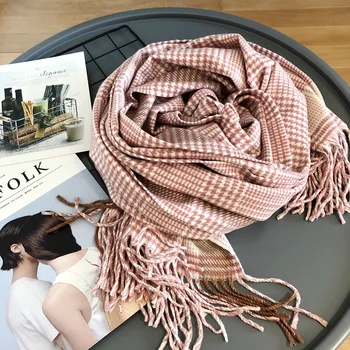 

New checked long Lady scarf for autumn and winter of 2019,Thickened Double-sided Cashmere Shawl Winter Korean Lady's Neck