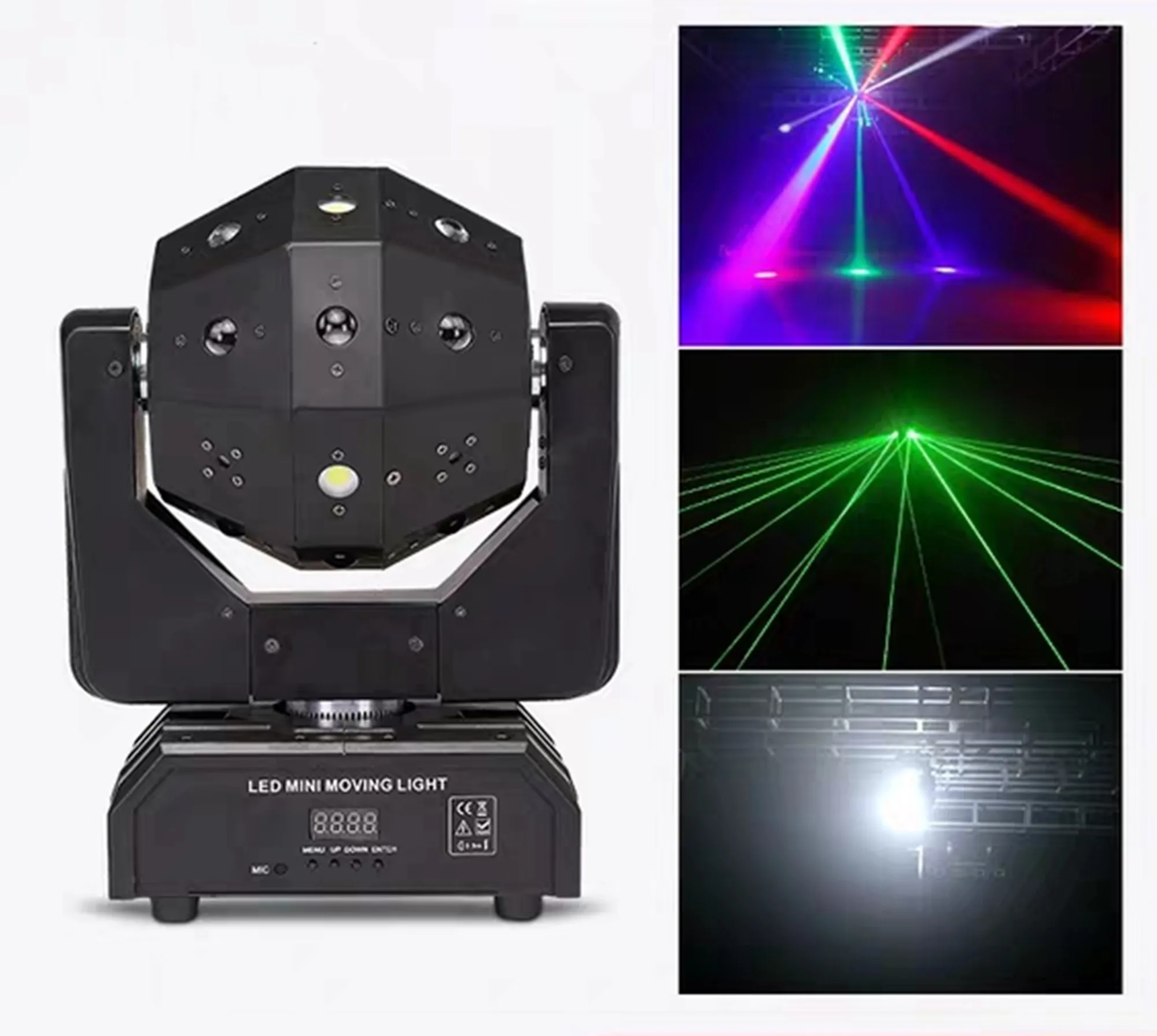 Stroboscope LED avec tête à rotation illimité 3 en 1, lumière pour fête