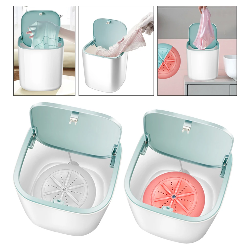 2x Portable Washing Machine for Makeup Brush Pants Travel Camping White Pink